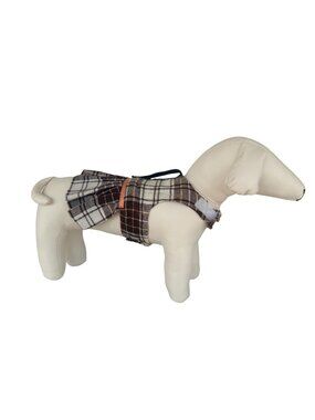 Handmade Small Dog Adjustable Dress Outfit w Harness Plaid School Skirt